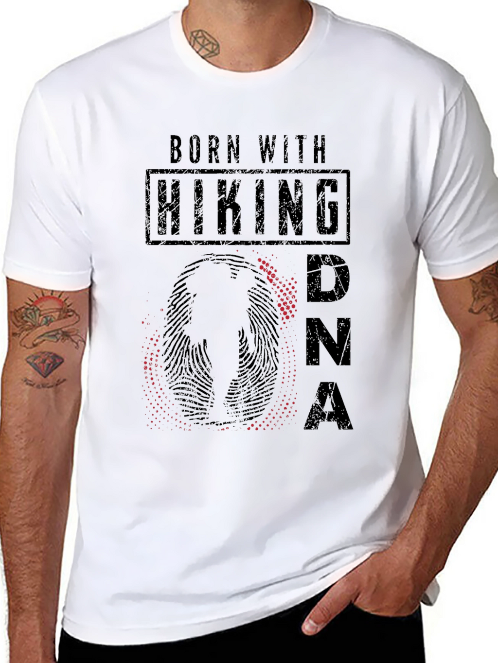 Born With Hiking DNA Black Graphic Tee