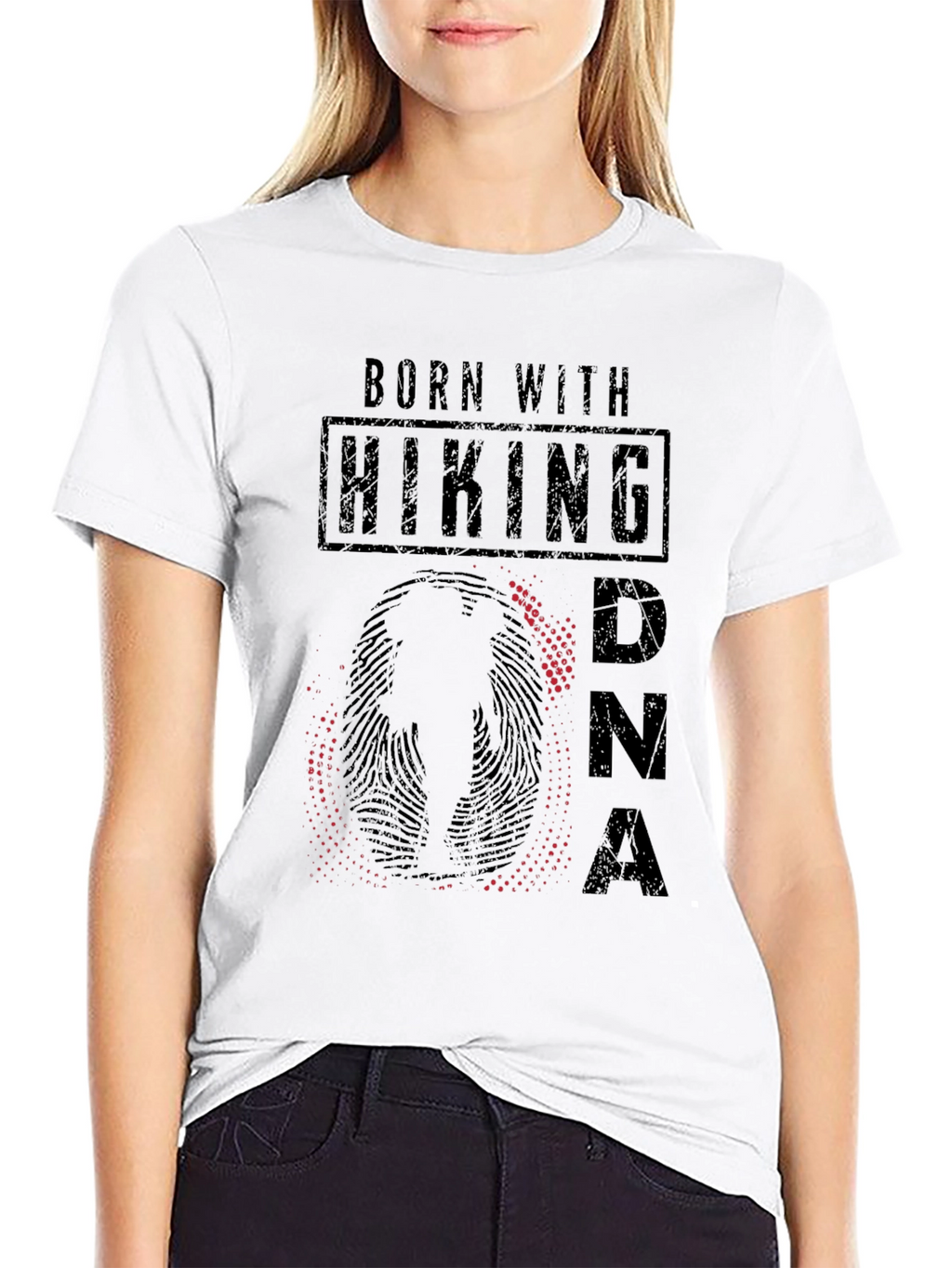 Born With Hiking DNA Black Graphic Tee