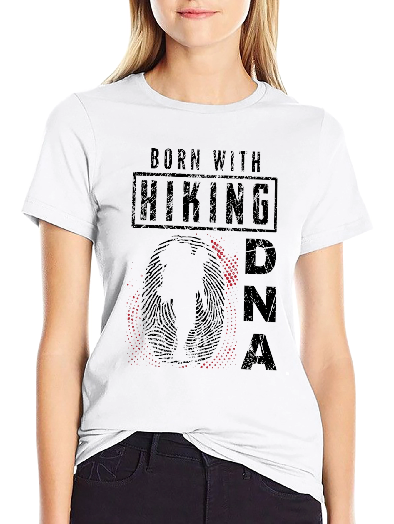 Born With Hiking DNA Black Graphic Tee