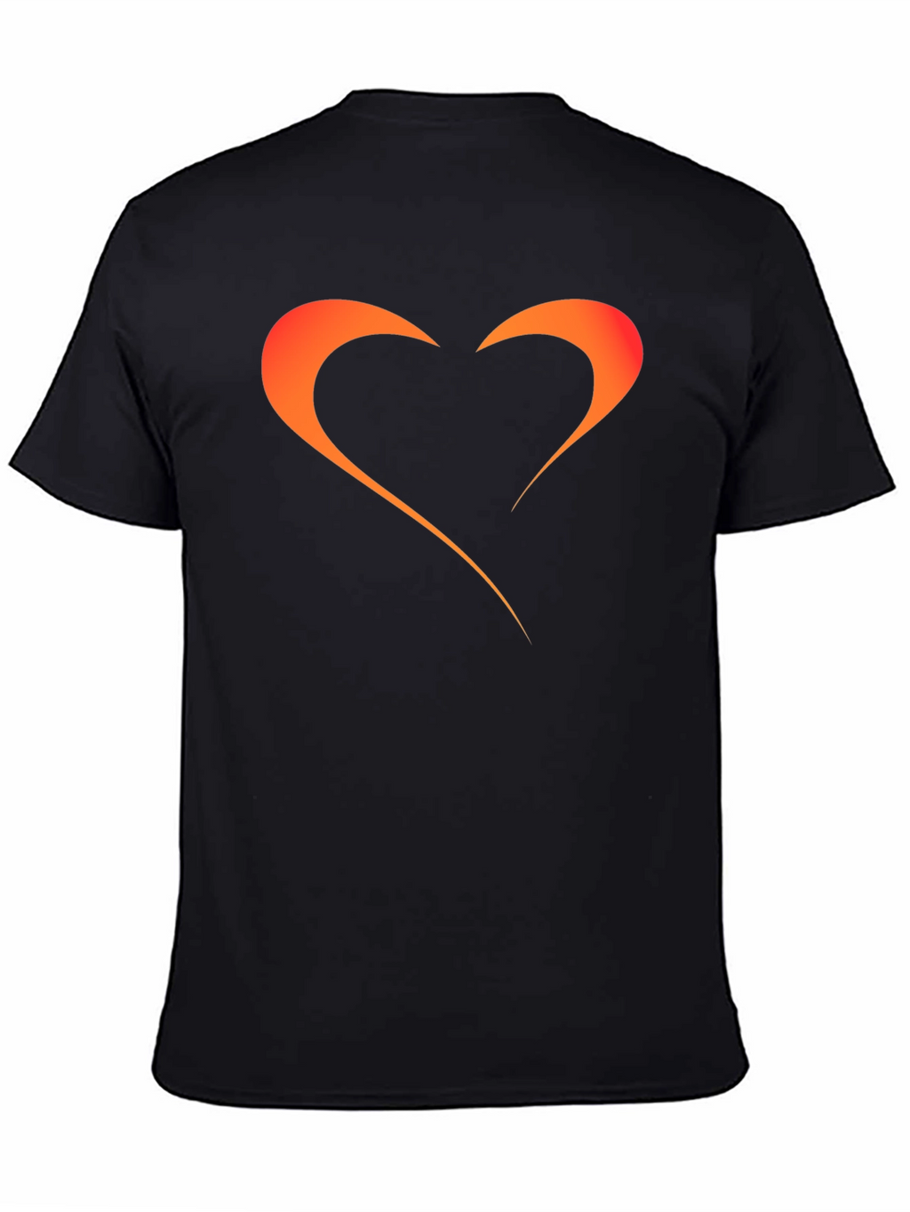 Mens Black T-Shirt with Orange Heart Graphic