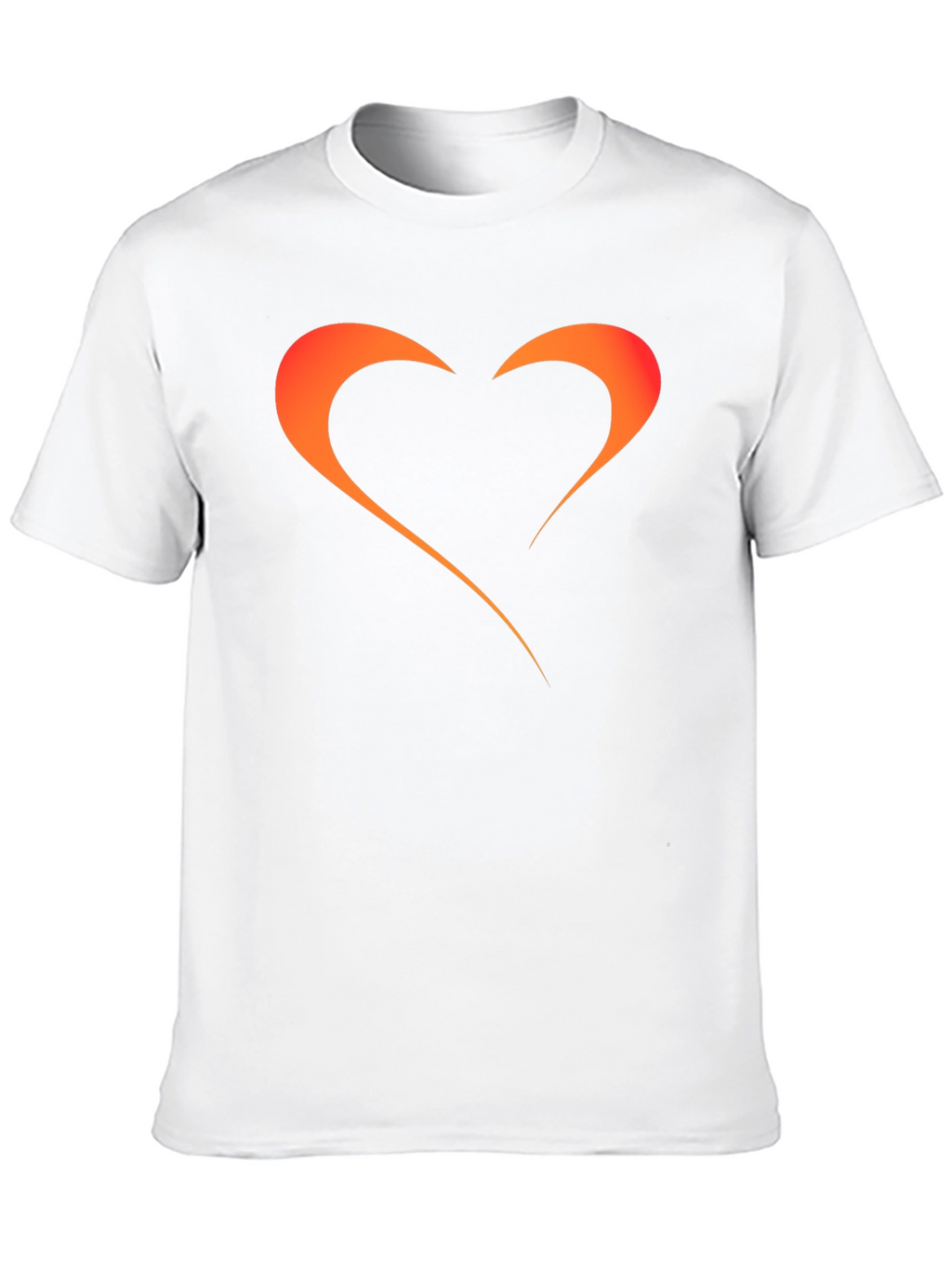 Mens Black T-Shirt with Orange Heart Graphic