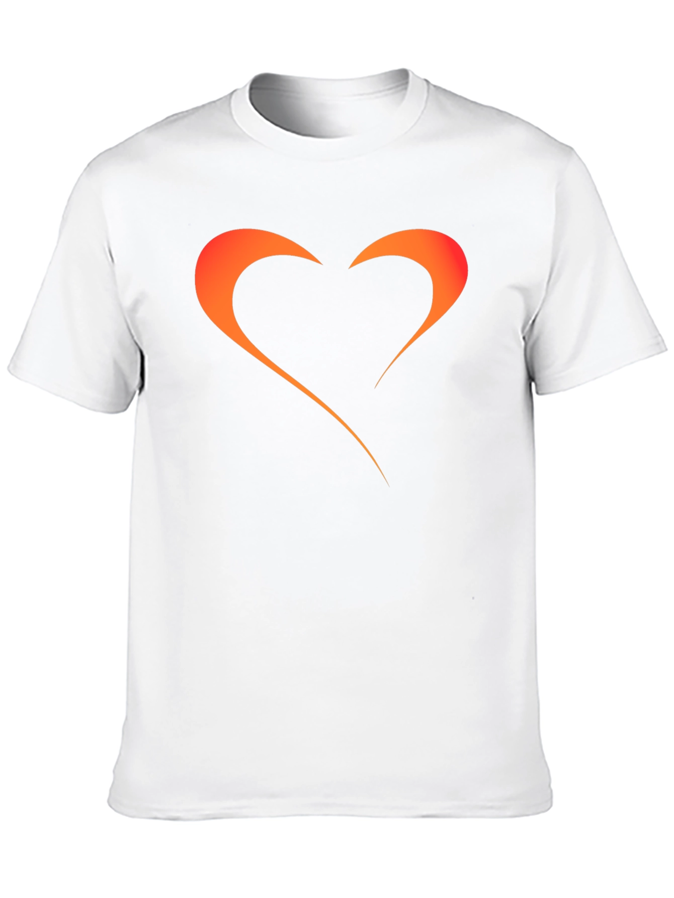 Mens Black T-Shirt with Orange Heart Graphic