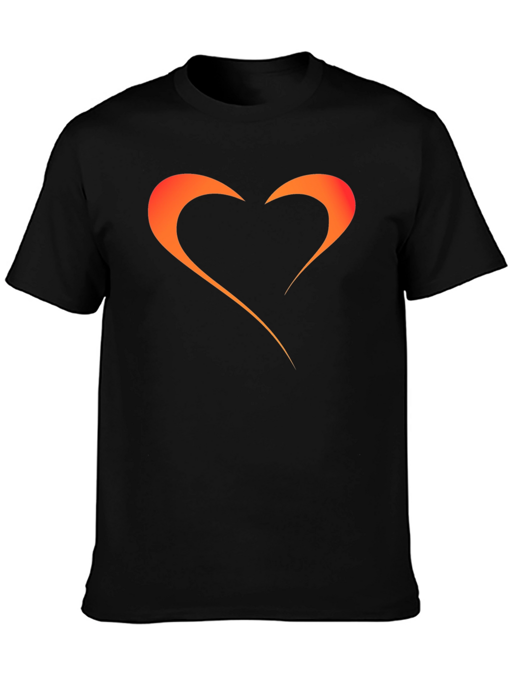 Mens Black T-Shirt with Orange Heart Graphic