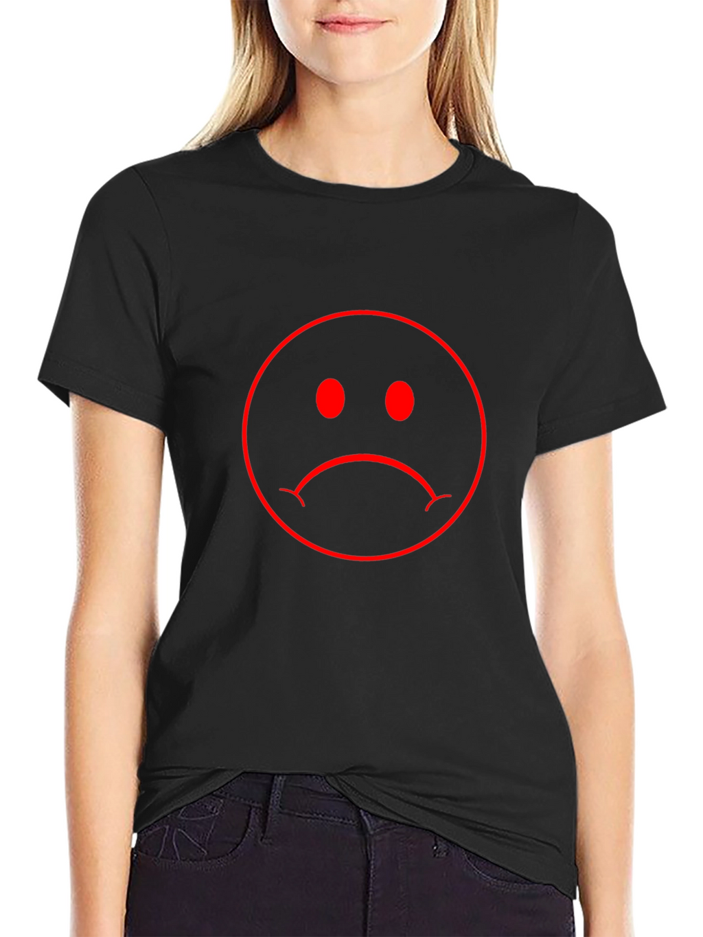 Sad Face Graphic Tee - Mens Black T-Shirt