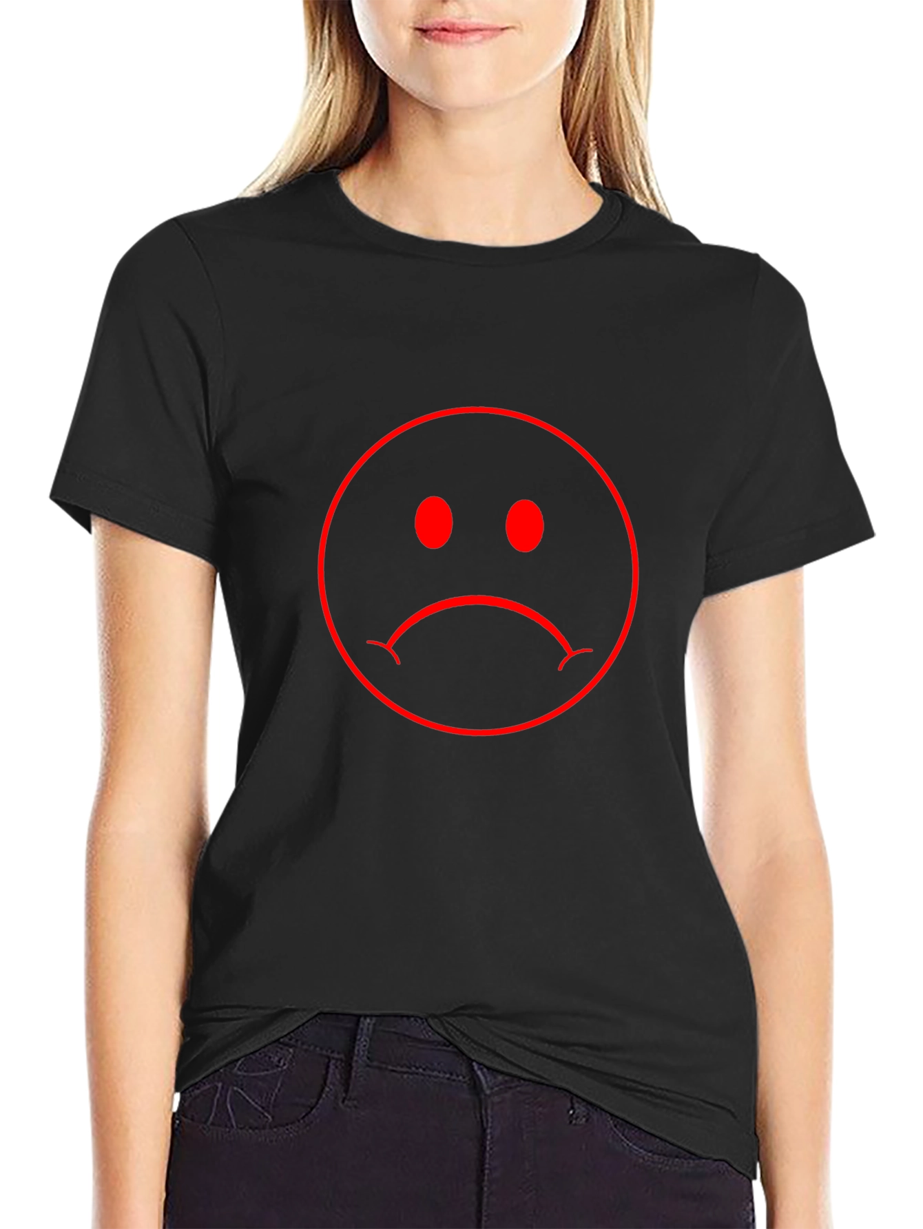Sad Face Graphic Tee - Mens Black T-Shirt
