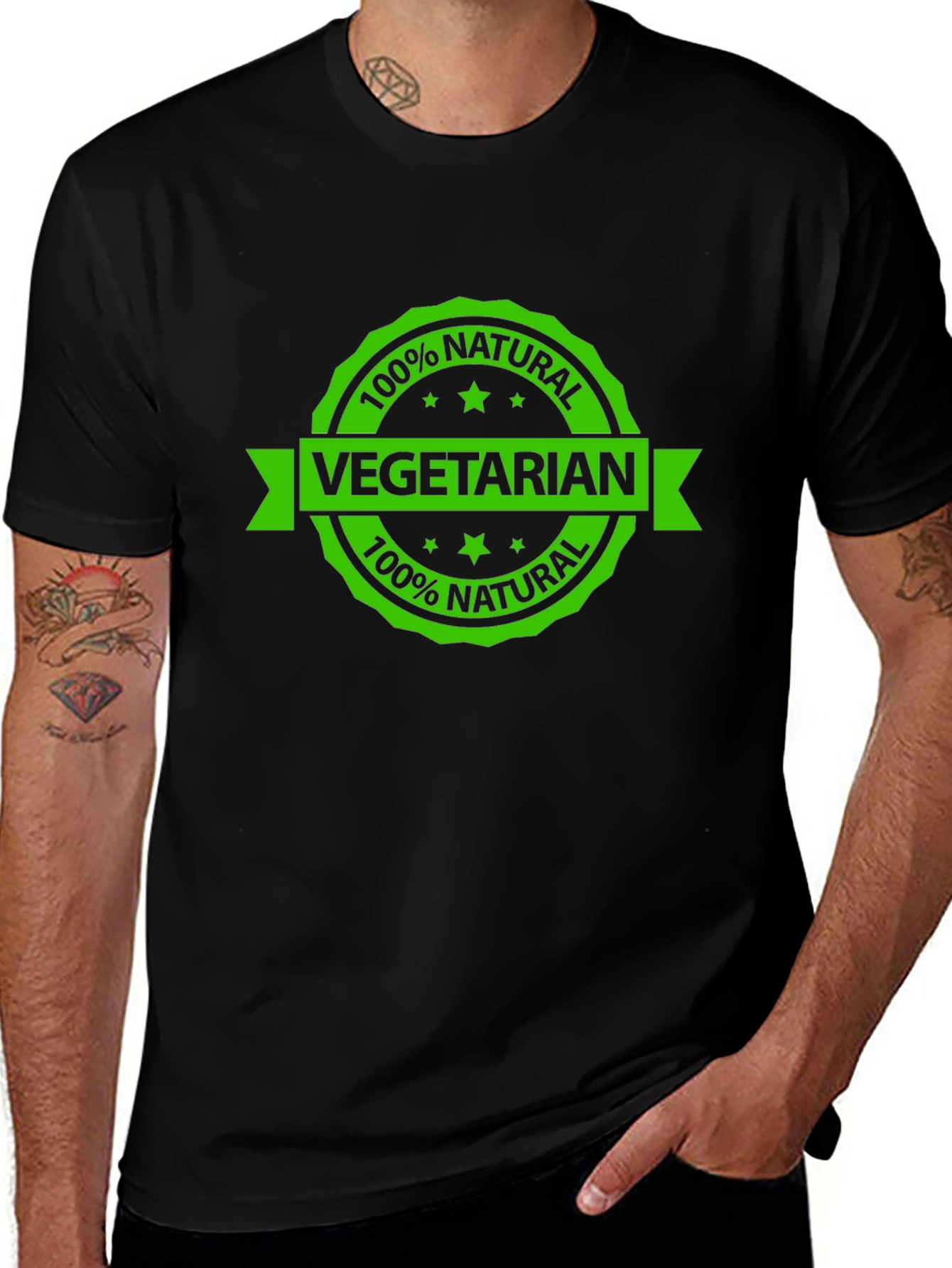 Vegetarian 100% Natural Black T-Shirt