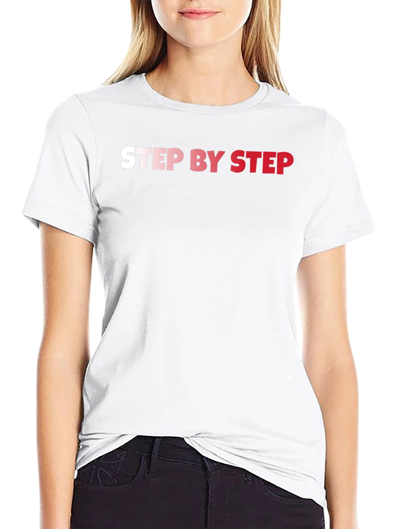 Step By Step Black Graphic T-Shirt