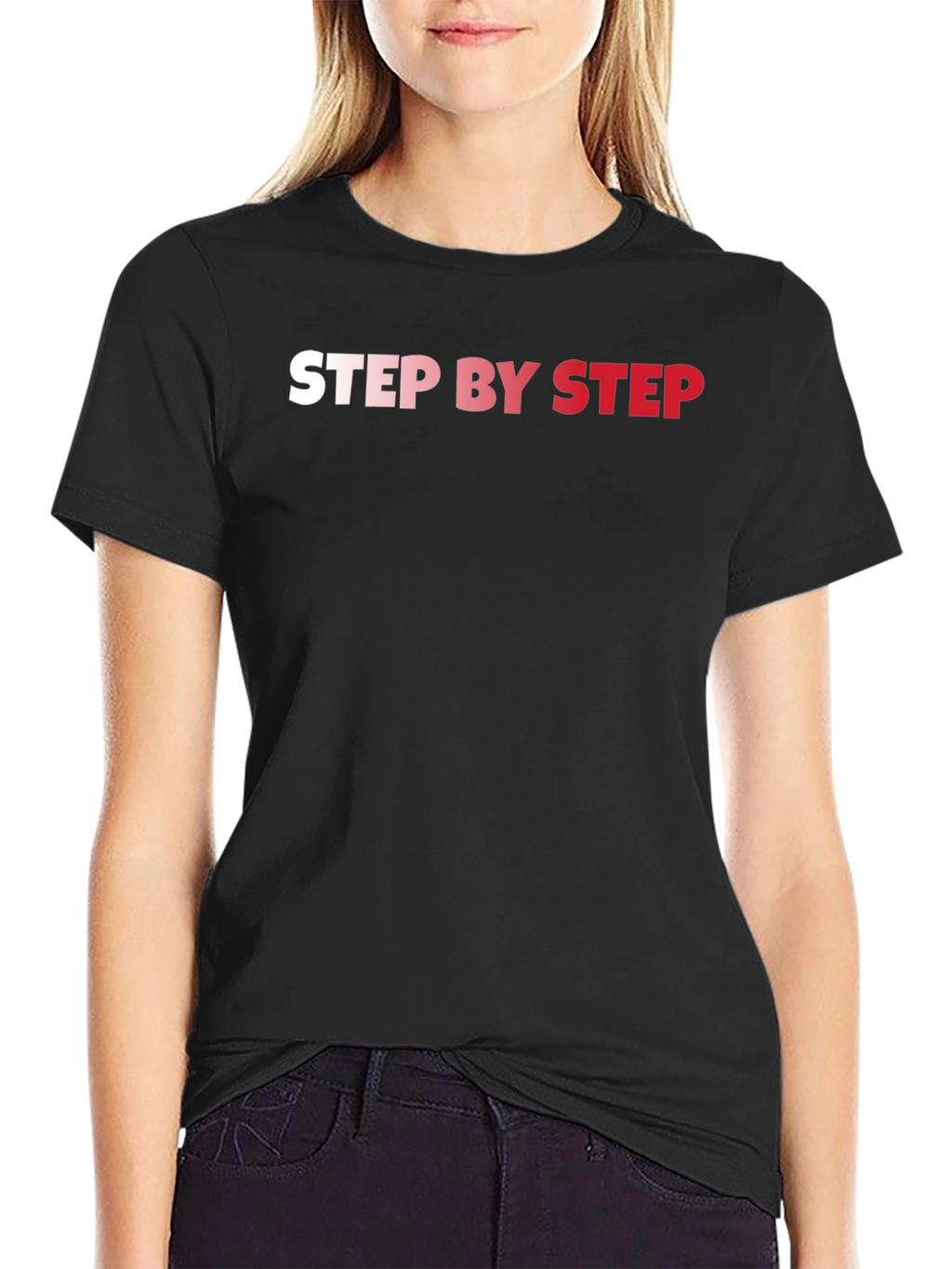 Step By Step Black Graphic T-Shirt