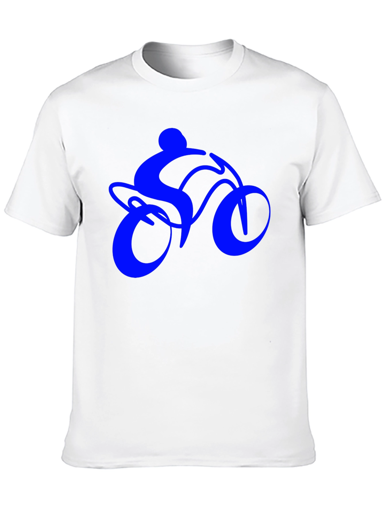 Mens Black T-Shirt with Blue Bike Rider Design