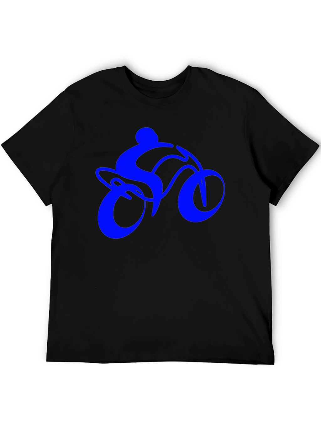 Mens Black T-Shirt with Blue Bike Rider Design