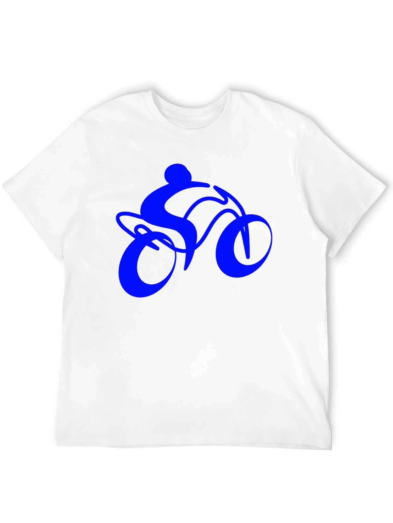Mens Black T-Shirt with Blue Bike Rider Design