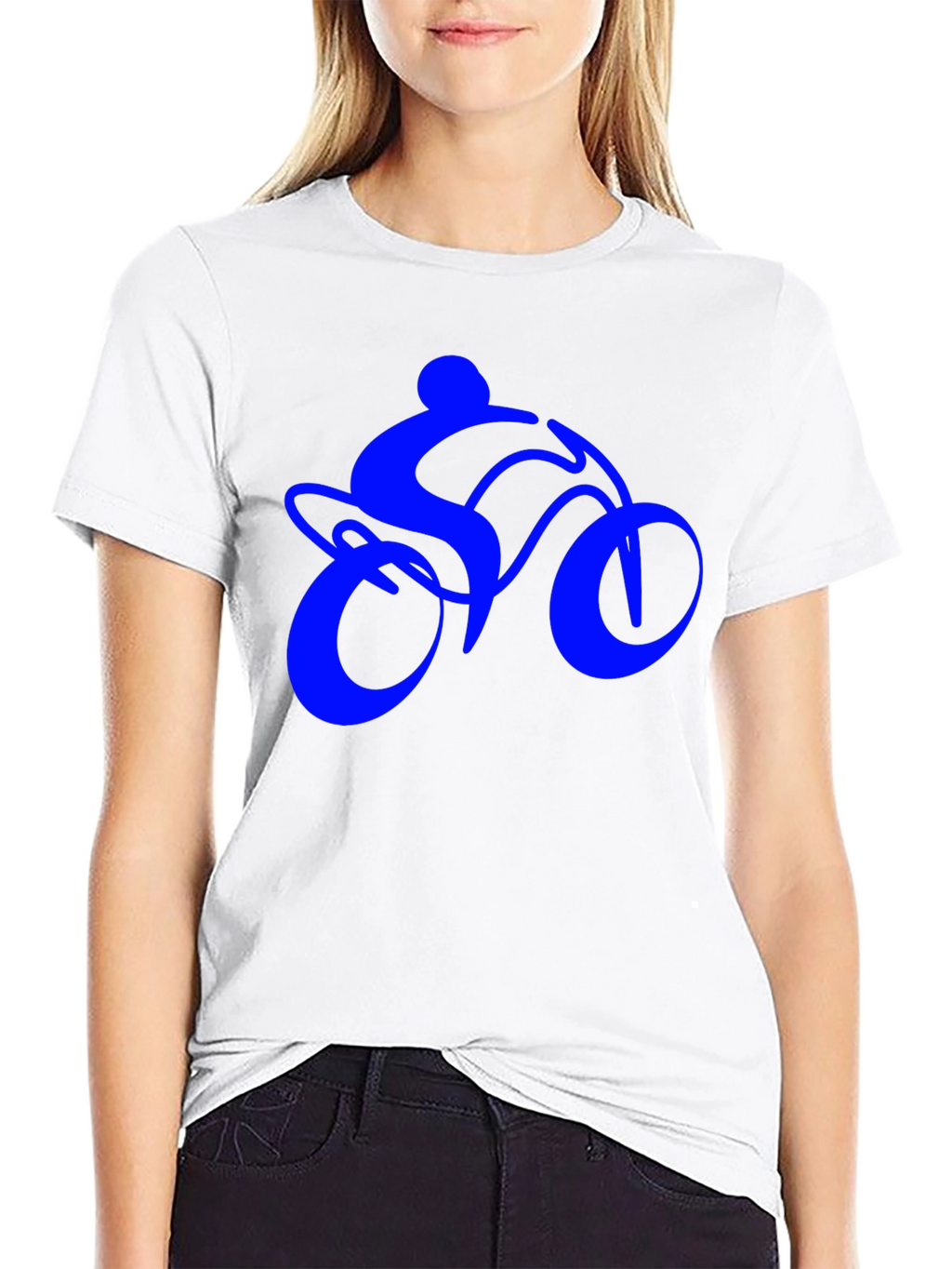 Mens Black T-Shirt with Blue Bike Rider Design