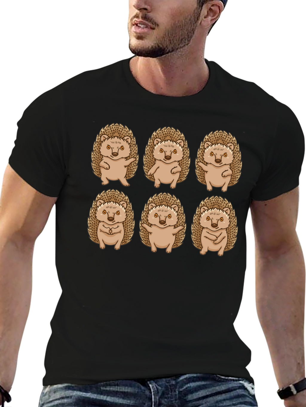Hedgehog Pose Black T-Shirt