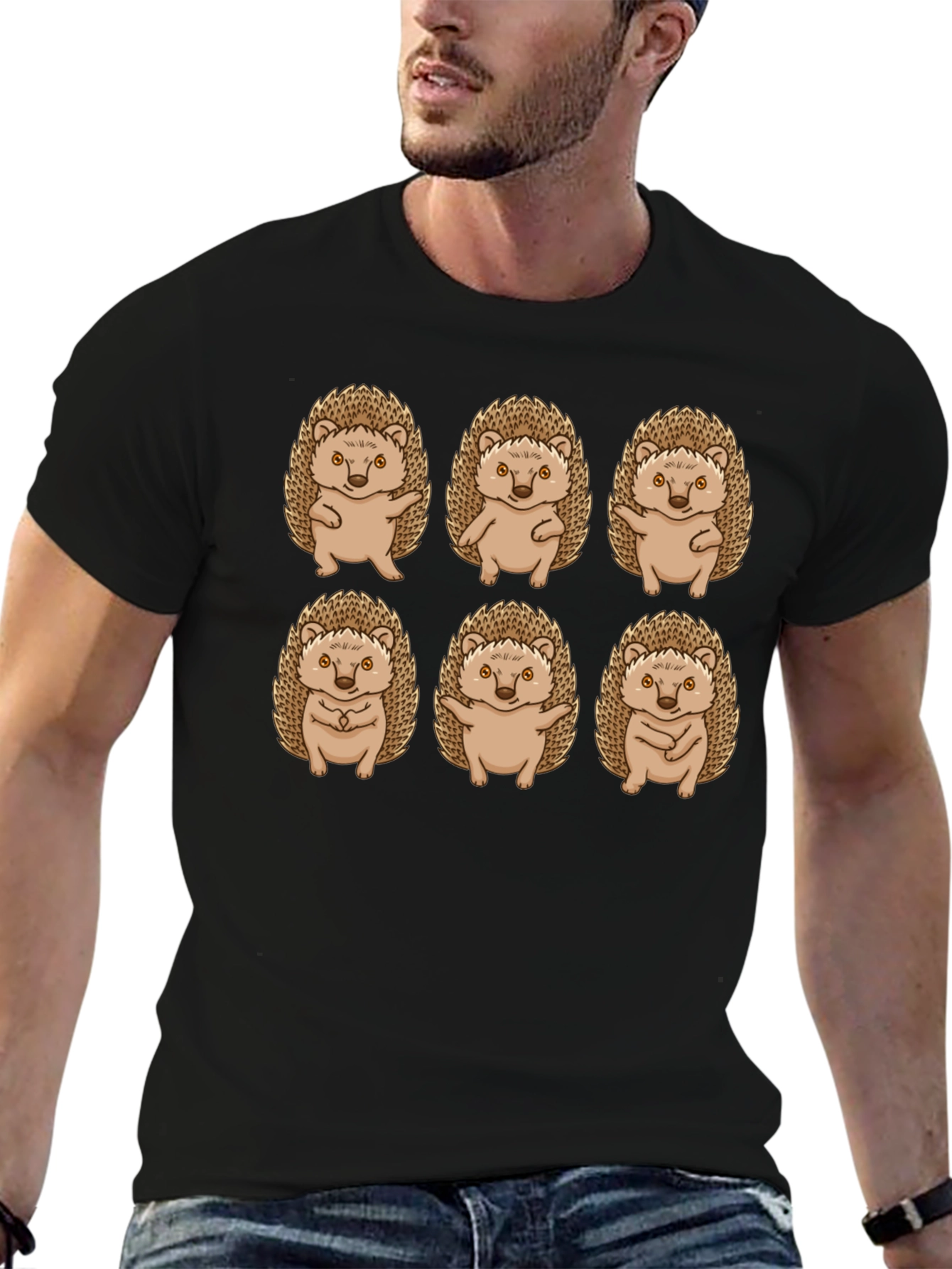 Hedgehog Pose Black T-Shirt
