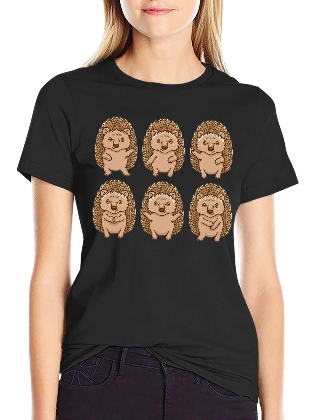 Hedgehog Pose Black T-Shirt
