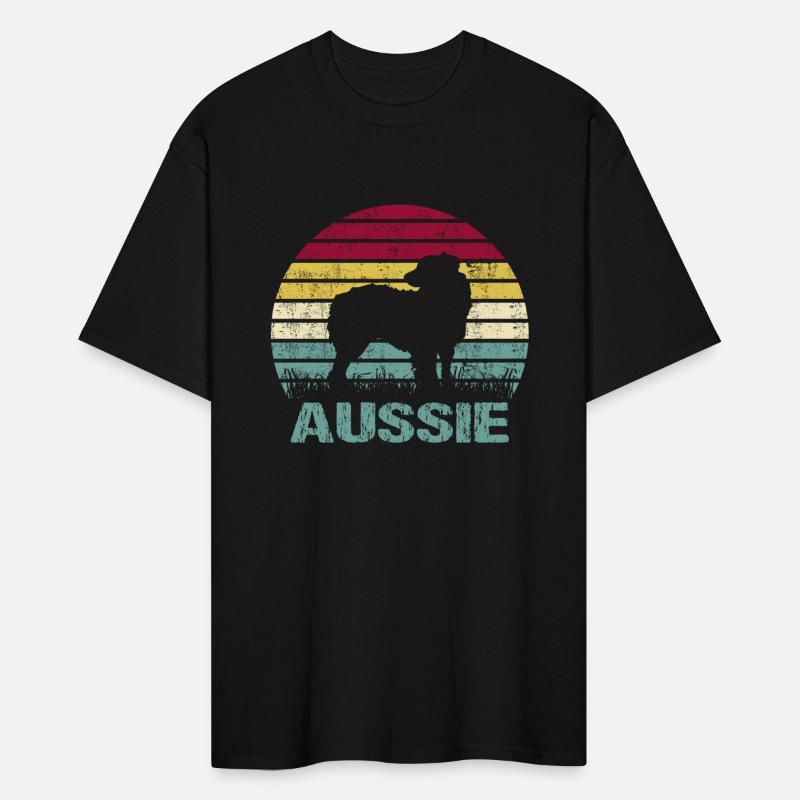 Aussie Australian Shepherd Retro Silhouette