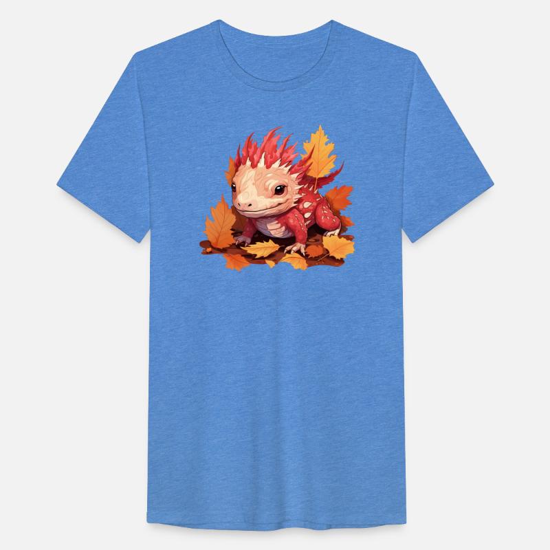 Autumn Axolotl: Colorful Leaves and Dragon Motif
