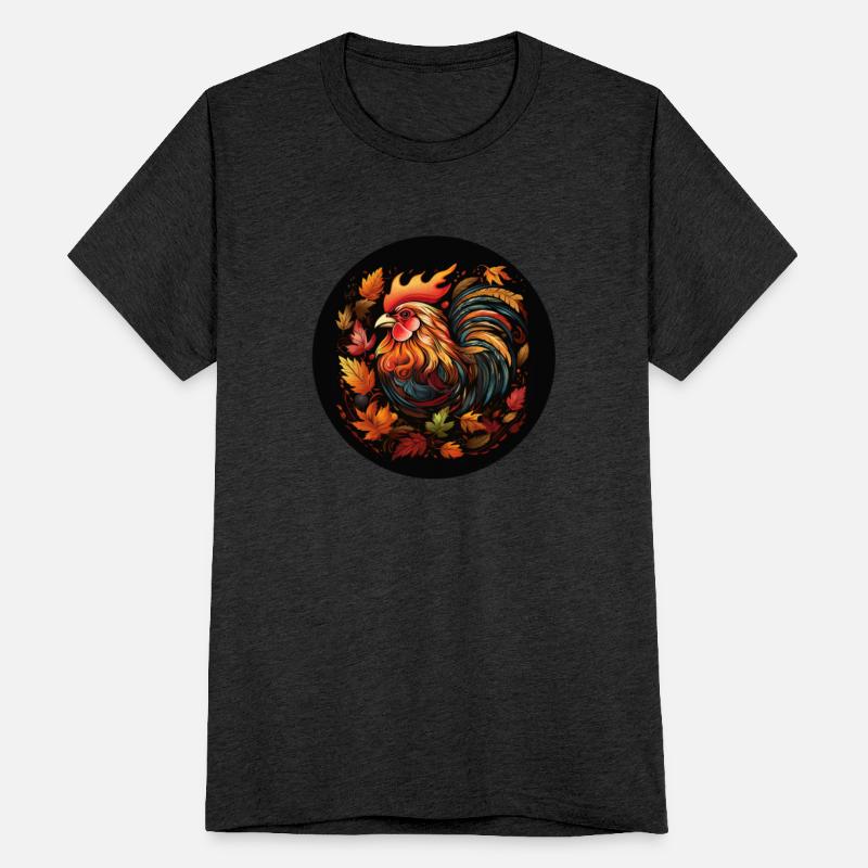 Autumn chicken made of colorful leaves