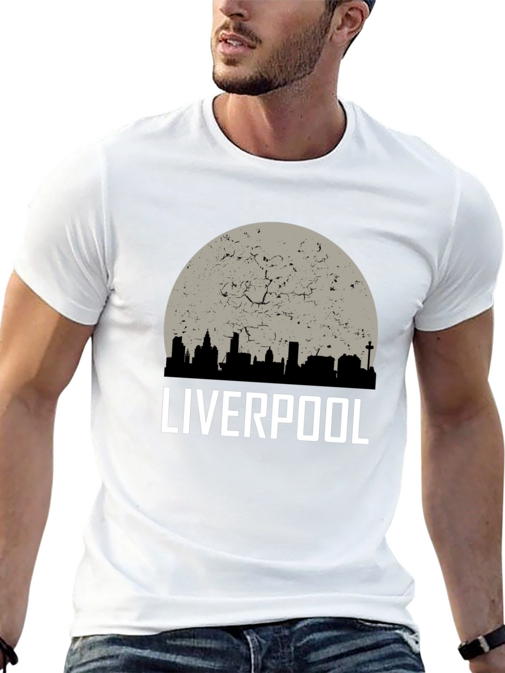 Liverpool Skyline T-Shirt - Distressed Graphic Tee