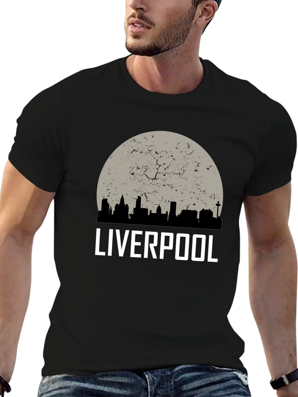Liverpool Skyline T-Shirt - Distressed Graphic Tee