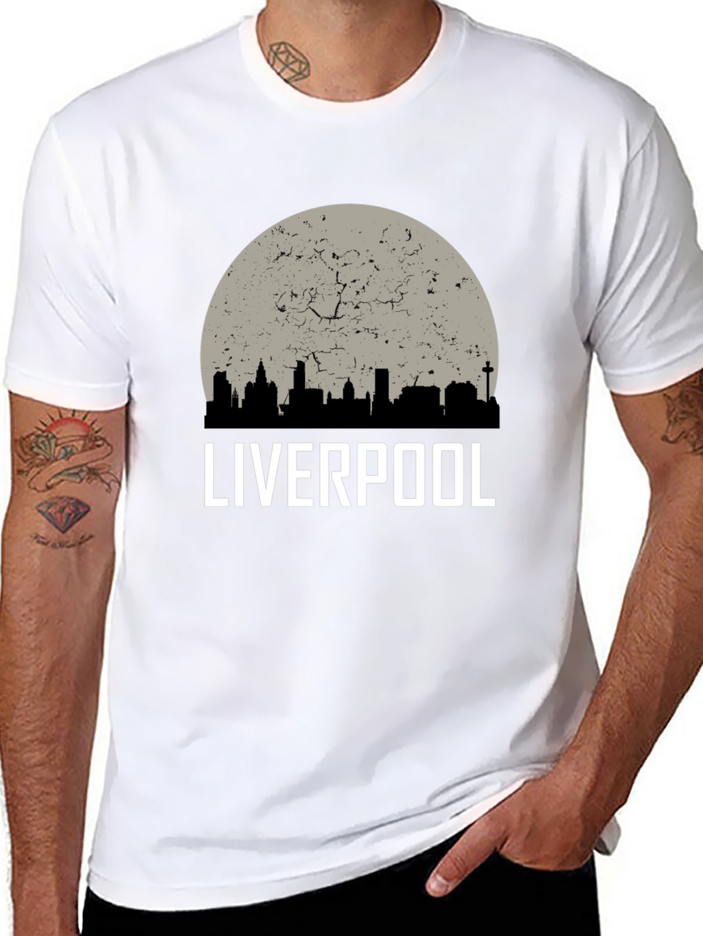 Liverpool Skyline T-Shirt - Distressed Graphic Tee