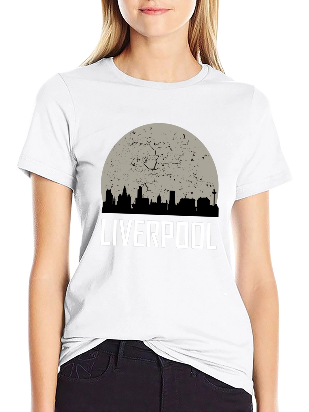 Liverpool Skyline T-Shirt - Distressed Graphic Tee