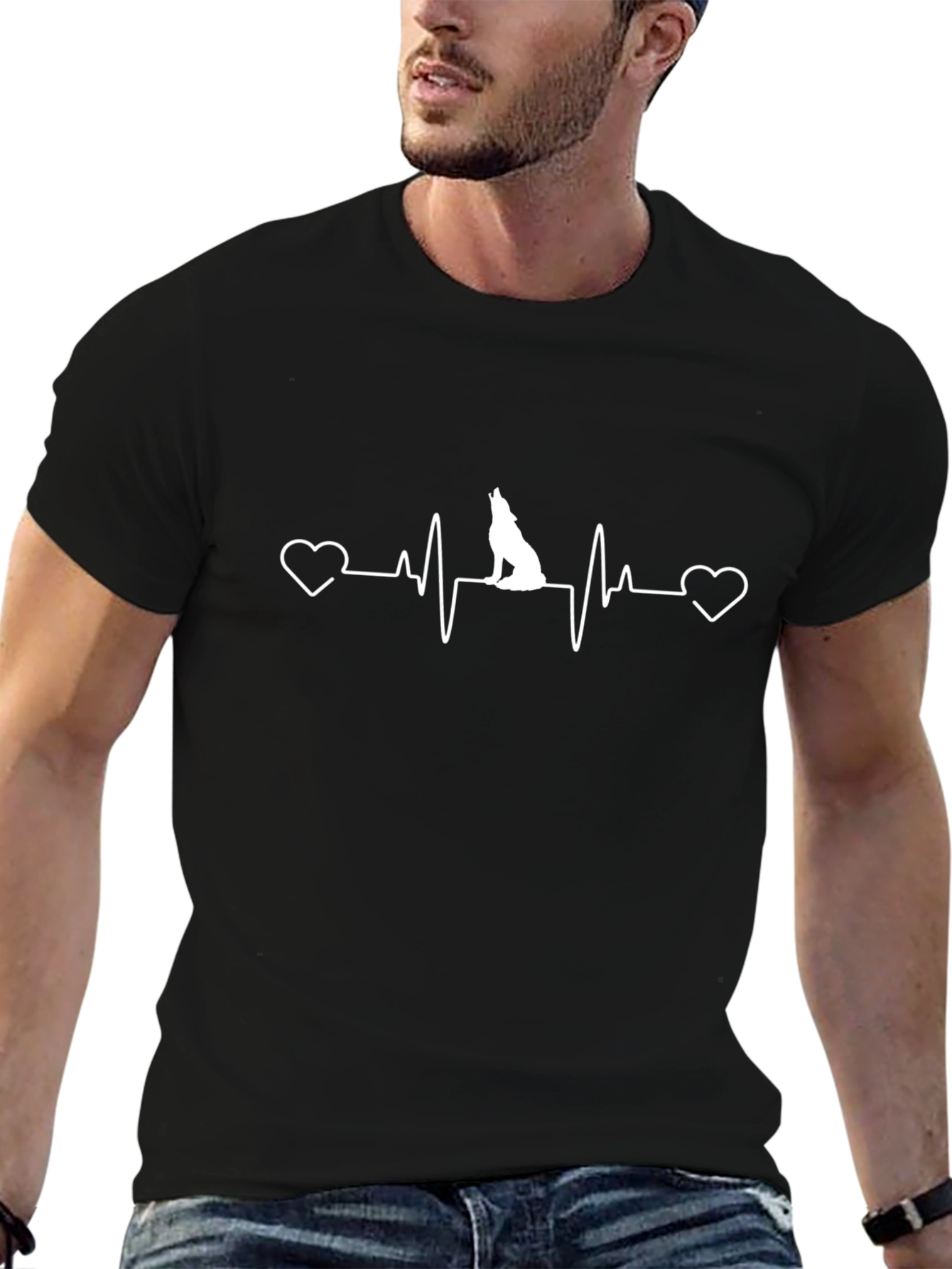 Wolf Heartbeat T-Shirt - Black