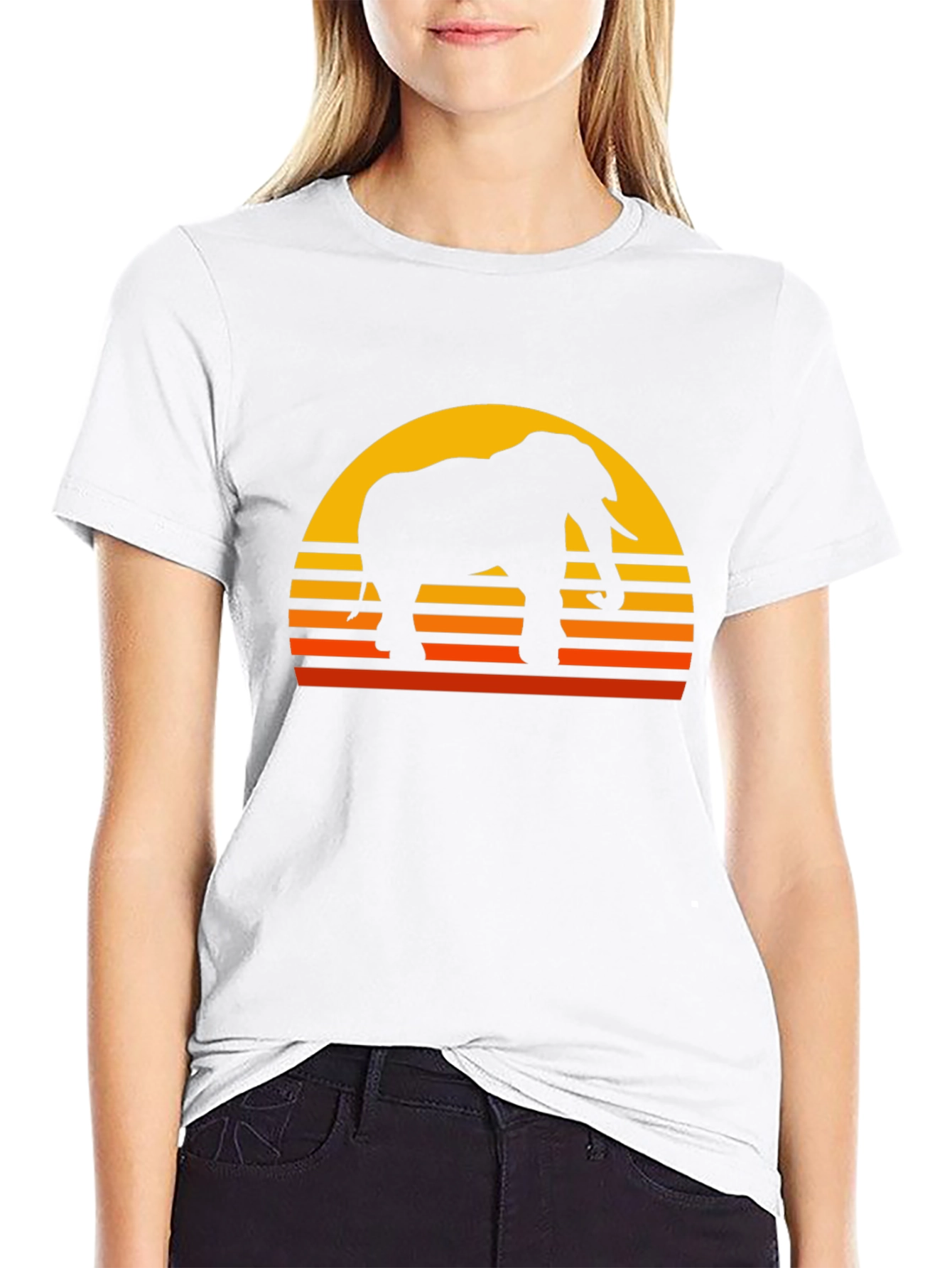 Elephant Sunset Graphic T-Shirt - Classic Black Tee