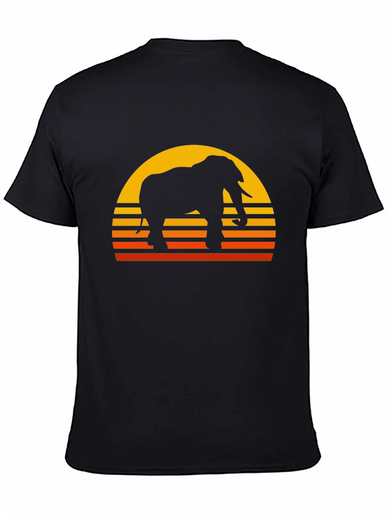Elephant Sunset Graphic T-Shirt - Classic Black Tee