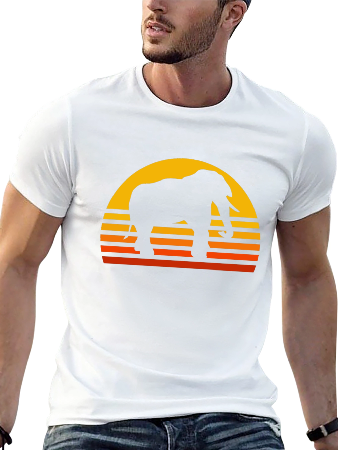 Elephant Sunset Graphic T-Shirt - Classic Black Tee