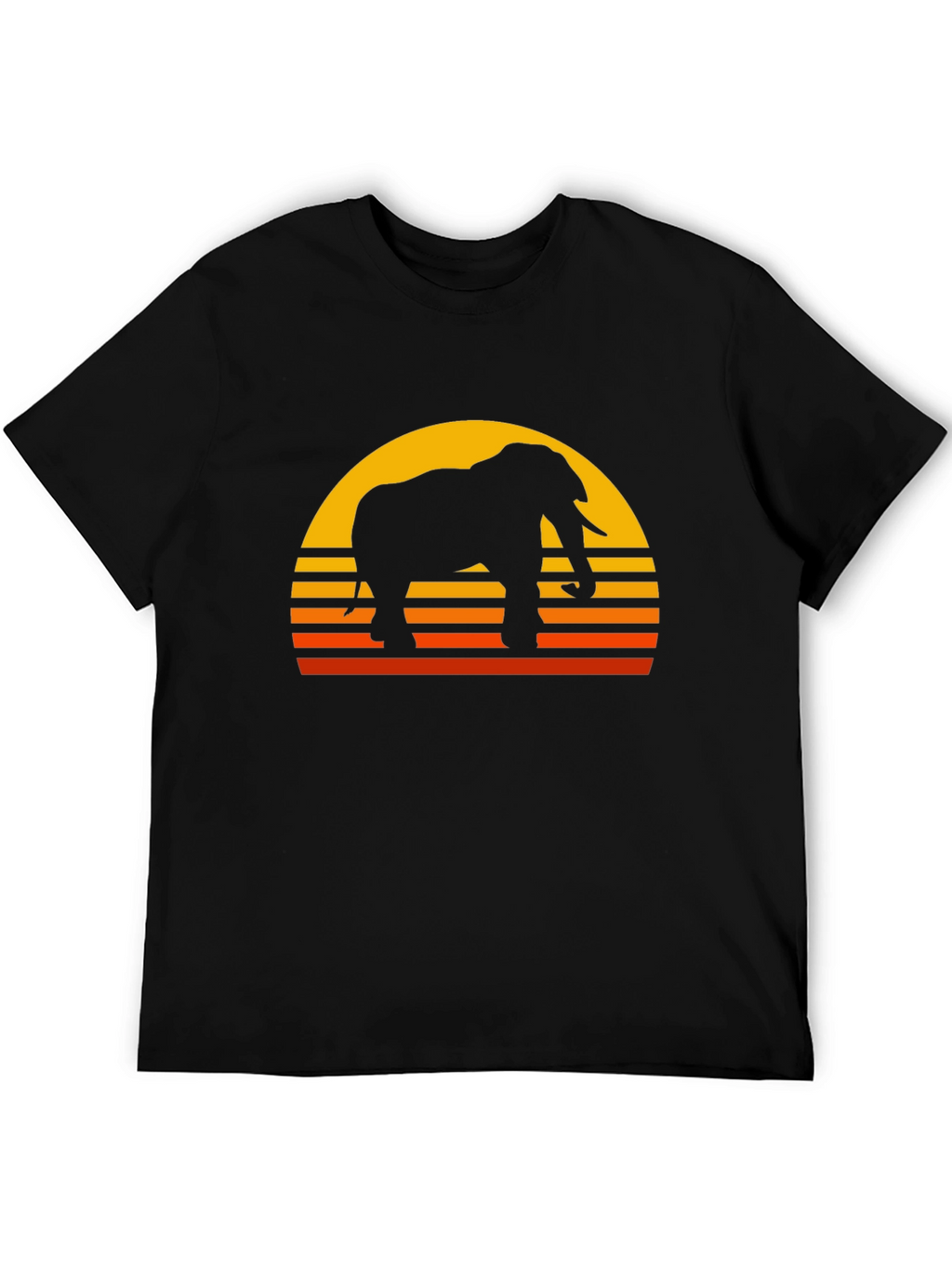 Elephant Sunset Graphic T-Shirt - Classic Black Tee