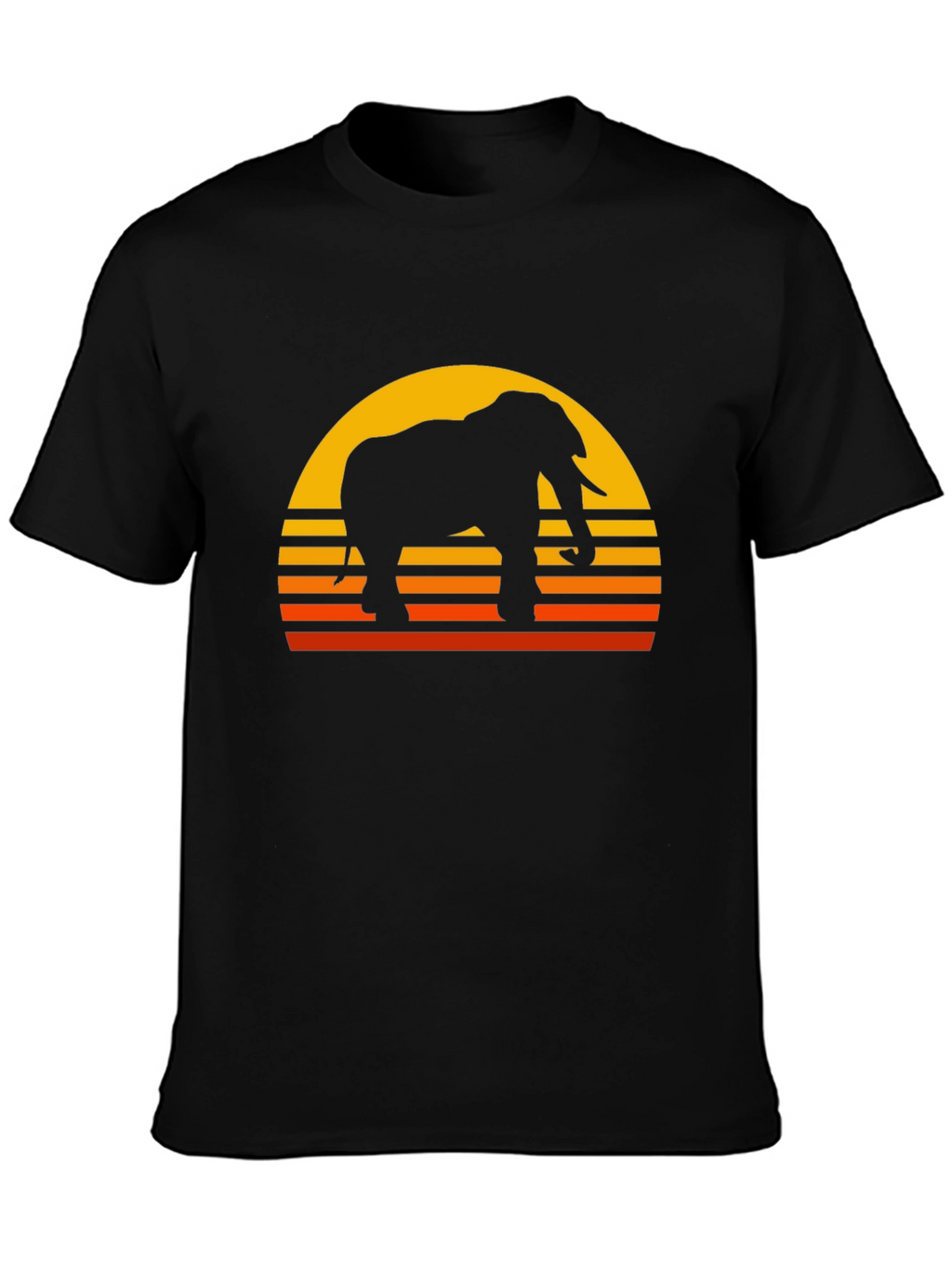 Elephant Sunset Graphic T-Shirt - Classic Black Tee