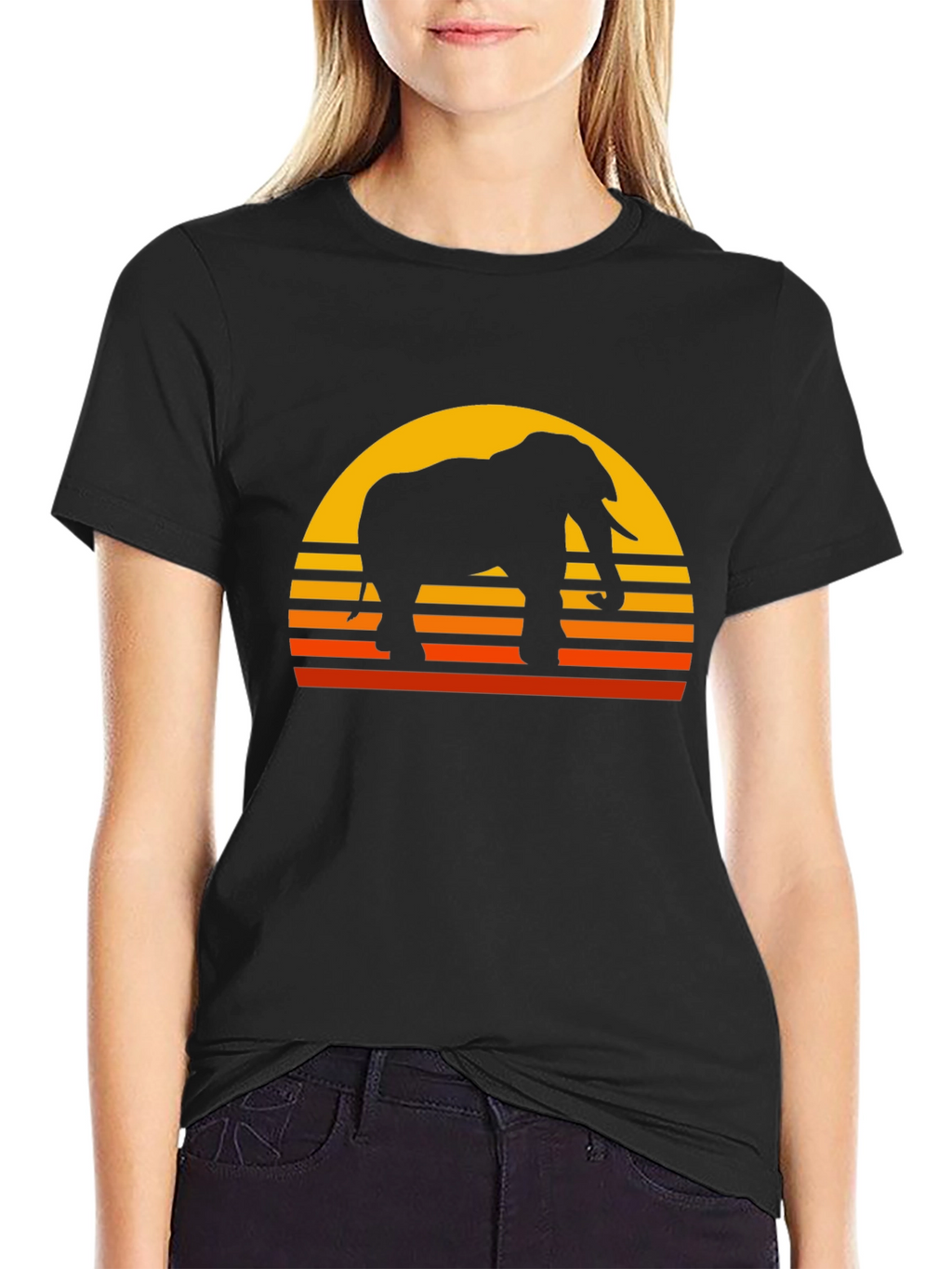Elephant Sunset Graphic T-Shirt - Classic Black Tee