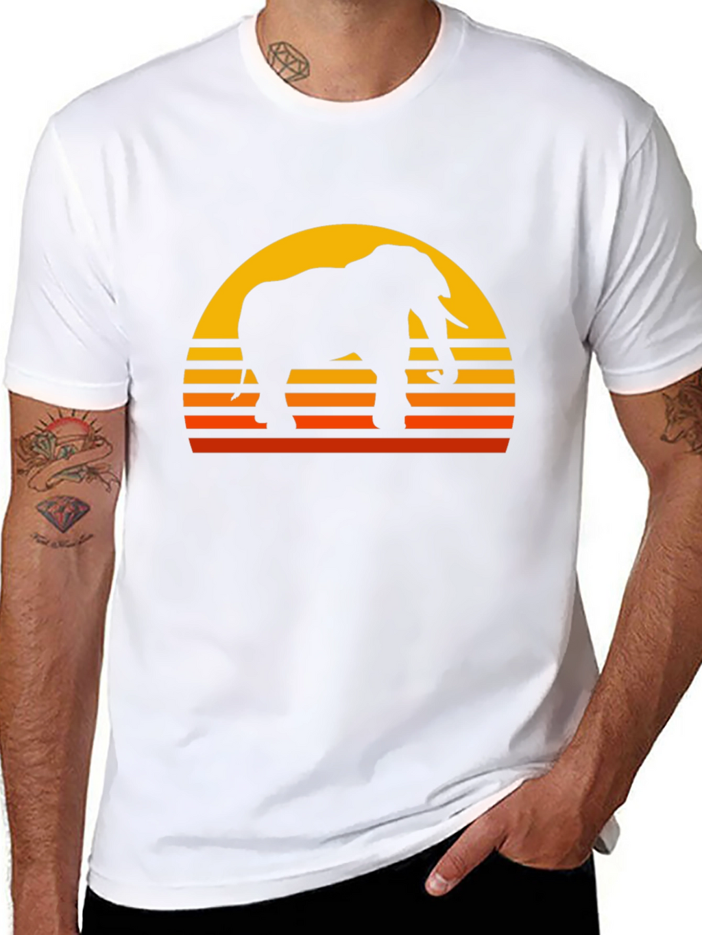 Elephant Sunset Graphic T-Shirt - Classic Black Tee