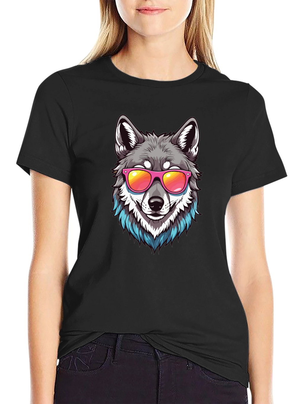 Cool Wolf Graphic Tee - Black T-Shirt