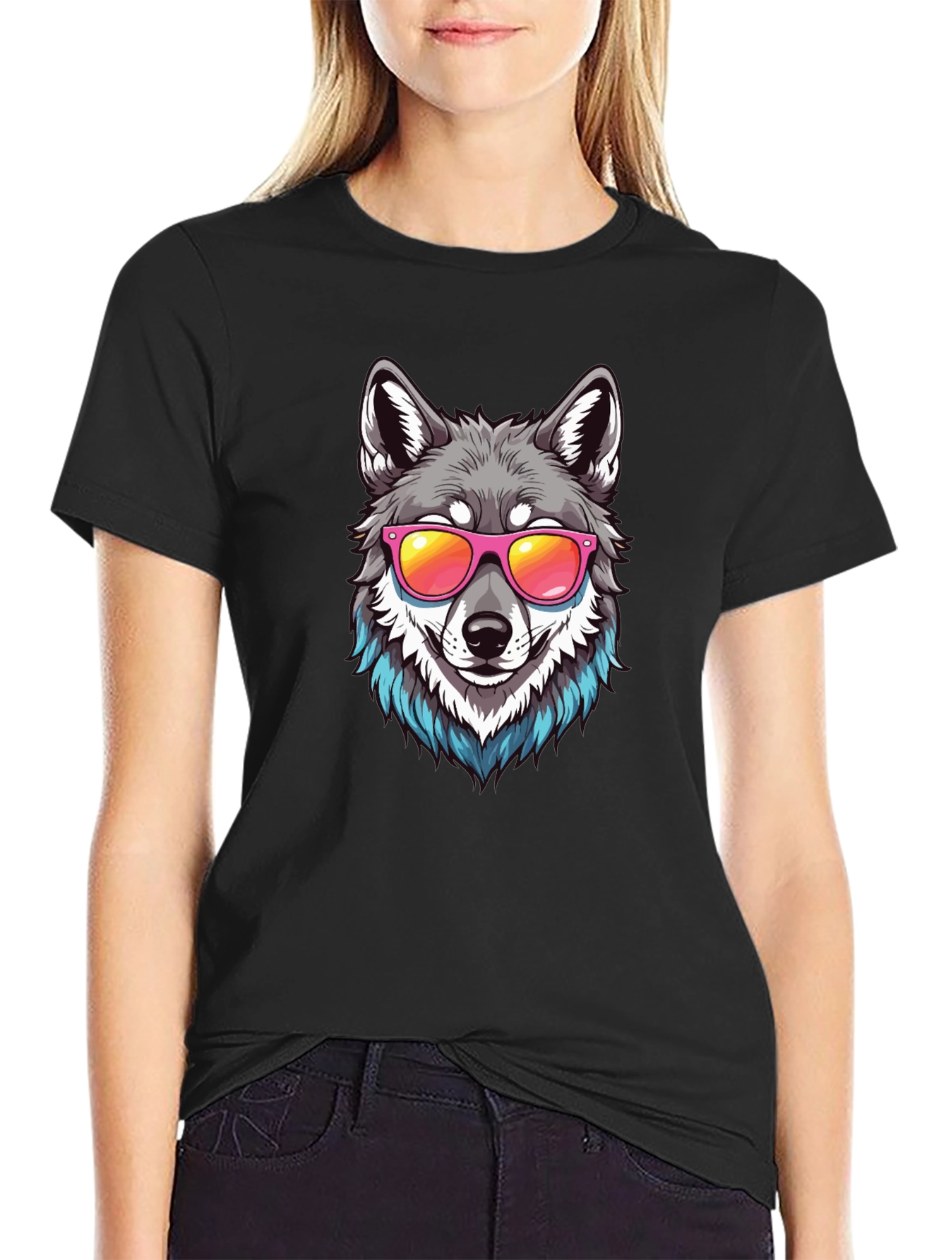 Cool Wolf Graphic Tee - Black T-Shirt