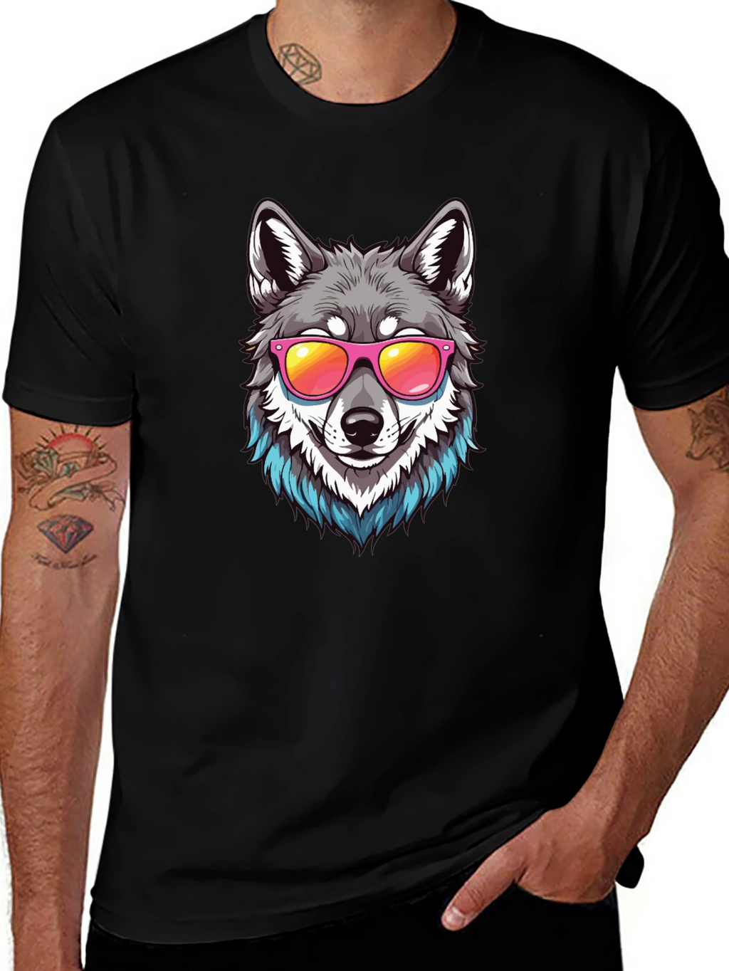 Cool Wolf Graphic Tee - Black T-Shirt