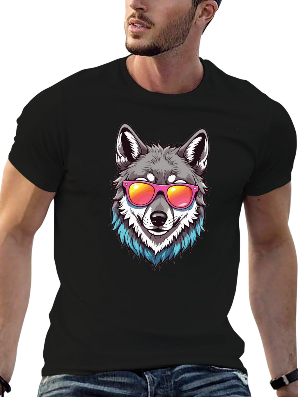 Cool Wolf Graphic Tee - Black T-Shirt