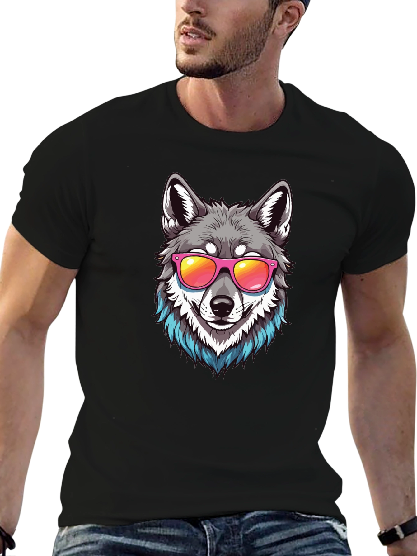 Cool Wolf Graphic Tee - Black T-Shirt