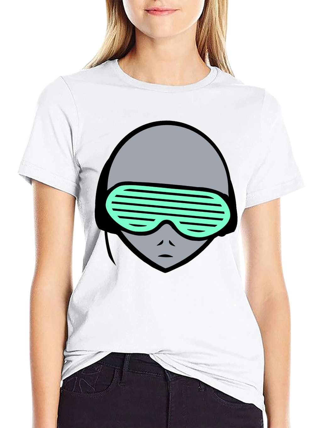 Retro Alien Graphic Tee - Black Cotton T-Shirt