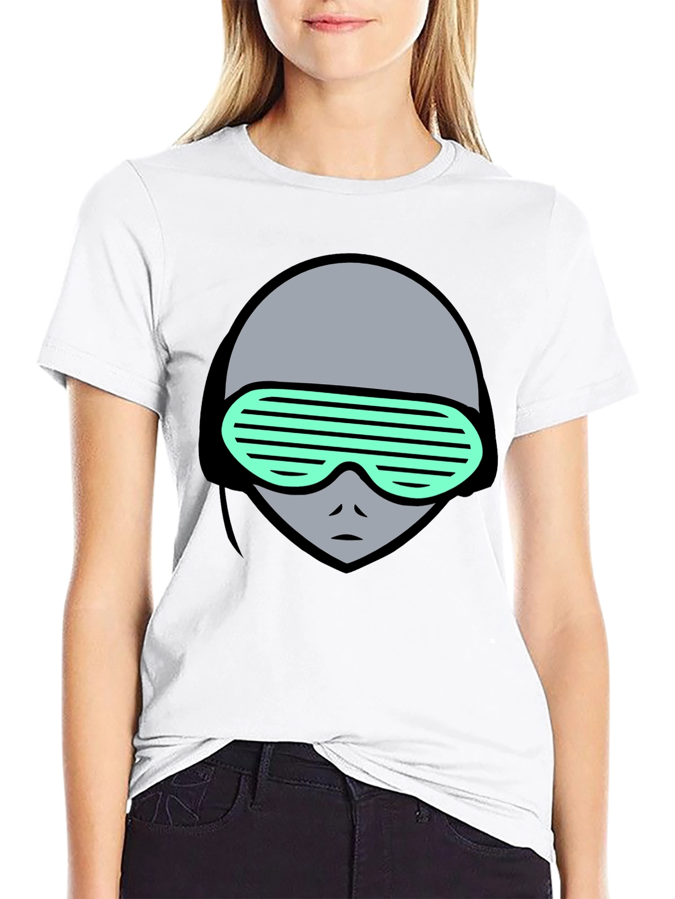 Retro Alien Graphic Tee - Black Cotton T-Shirt