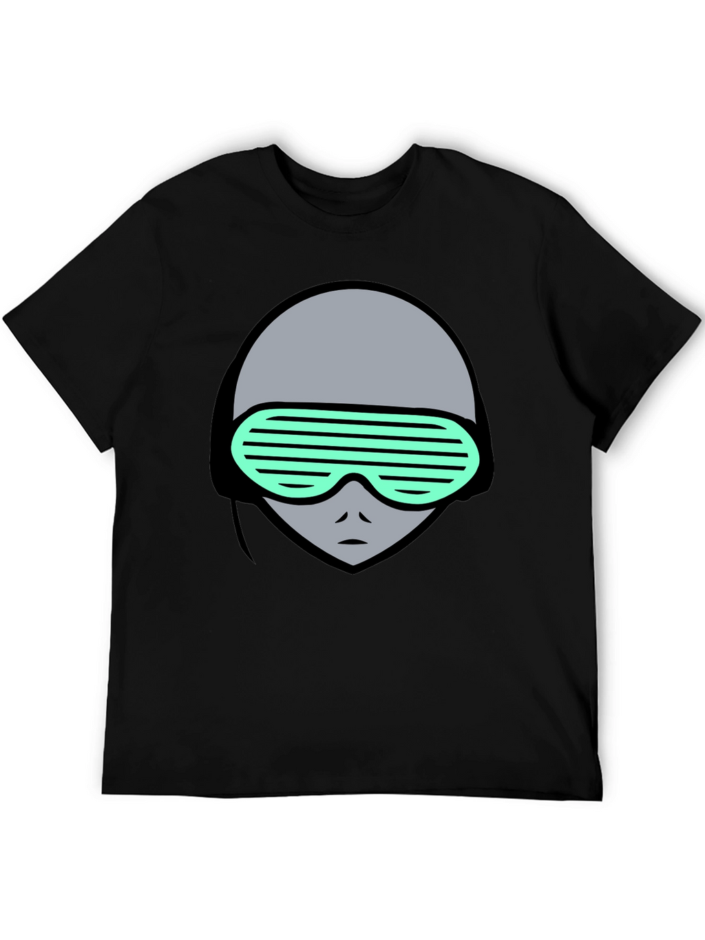 Retro Alien Graphic Tee - Black Cotton T-Shirt