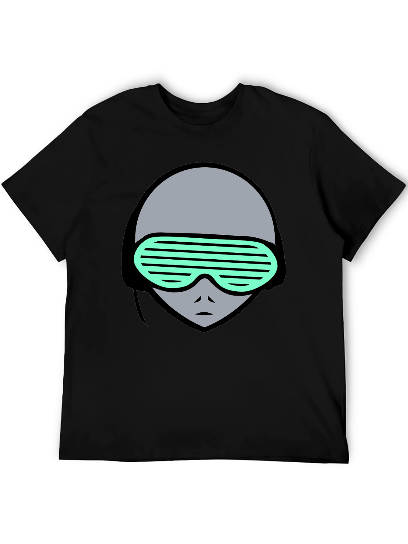 Retro Alien Graphic Tee - Black Cotton T-Shirt