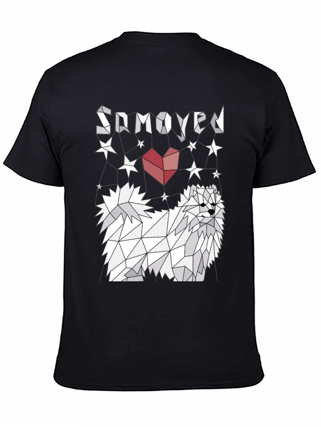 Geometric Samoyed Dog Graphic Tee - Unisex Black T-Shirt