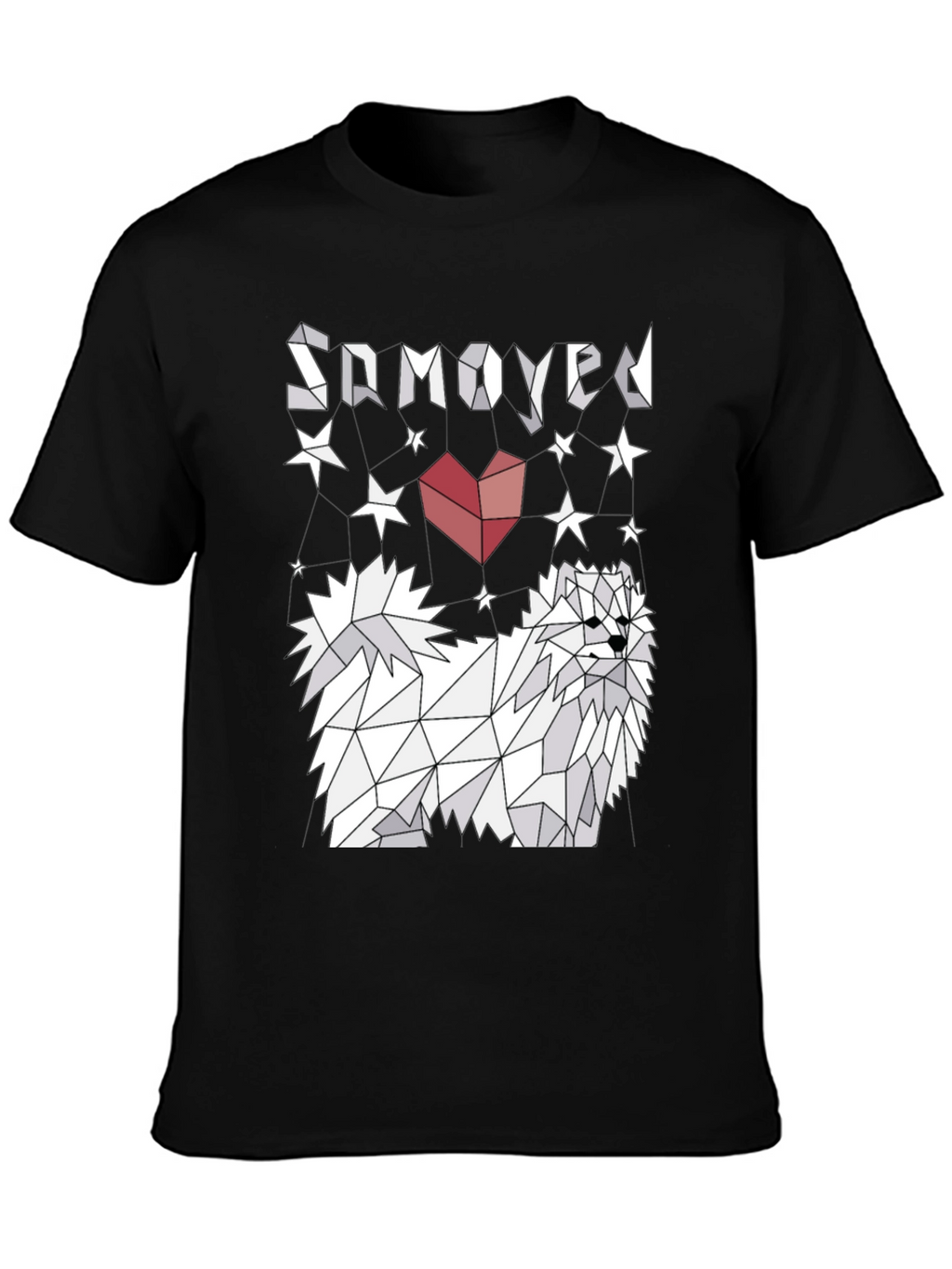 Geometric Samoyed Dog Graphic Tee - Unisex Black T-Shirt