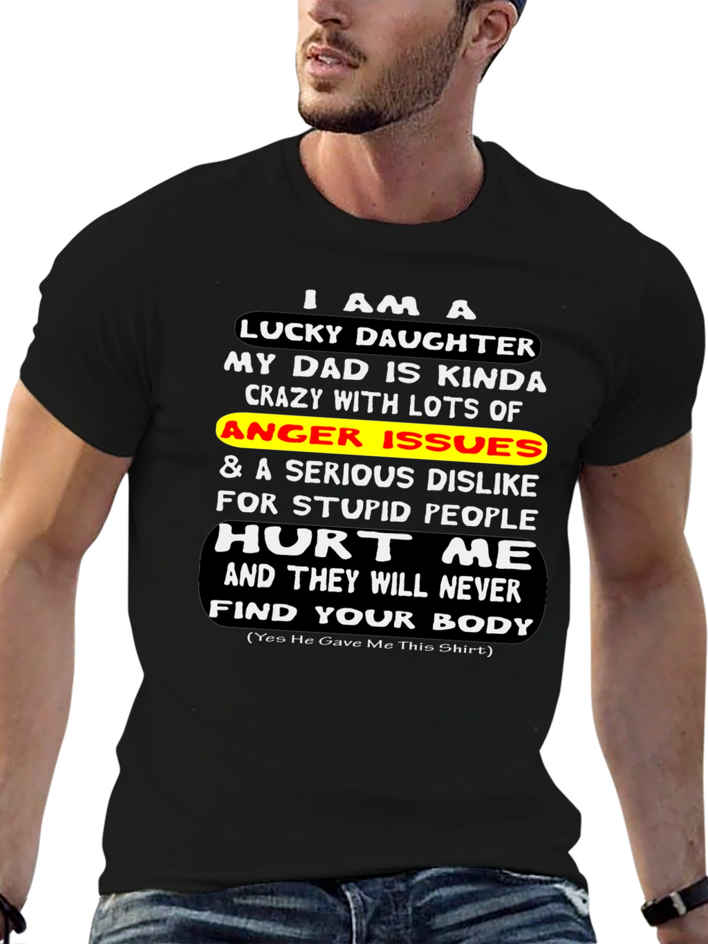 Lucky Daughter Graphic T-Shirt - Novelty Dad Gift