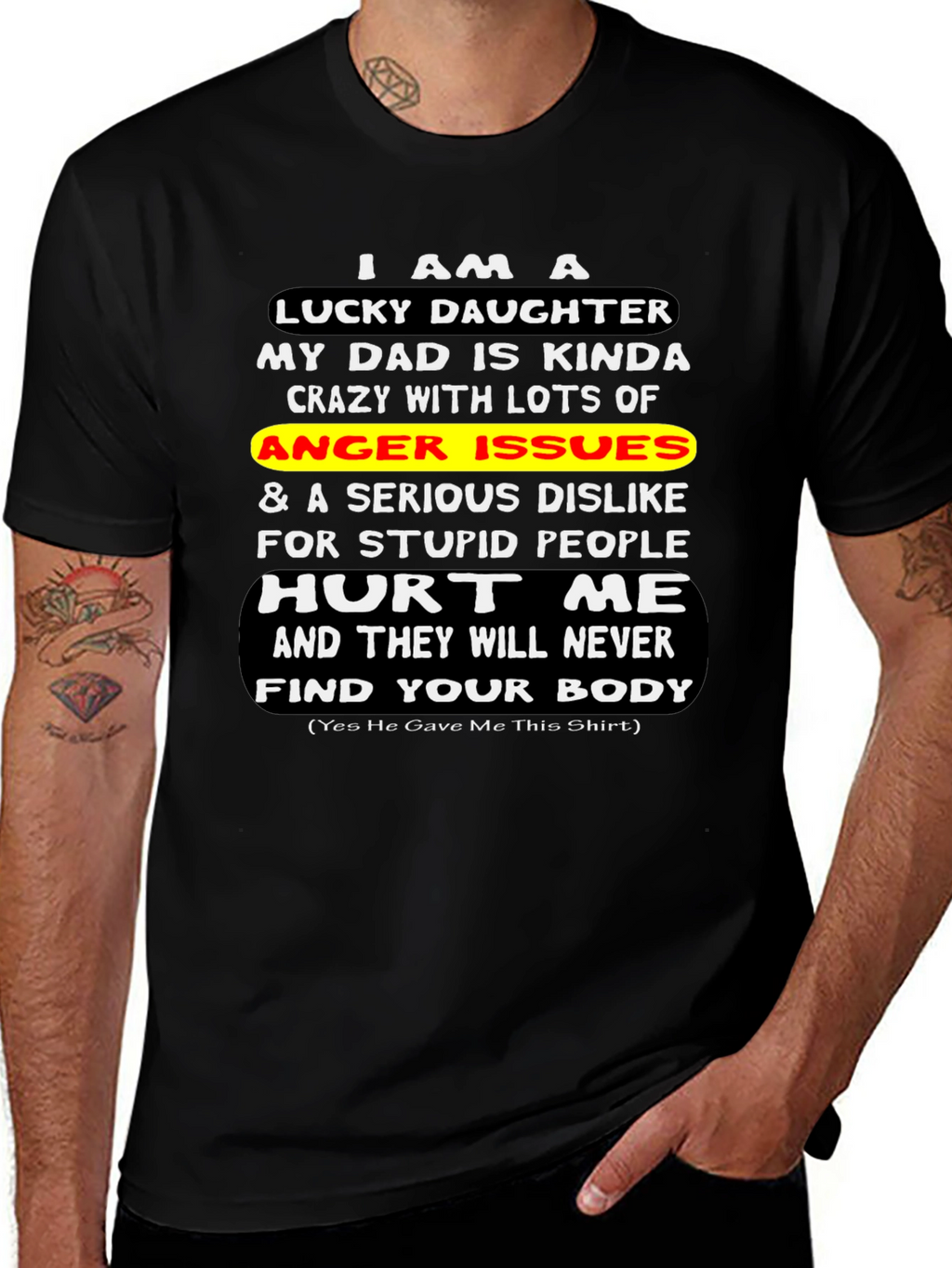 Lucky Daughter Graphic T-Shirt - Novelty Dad Gift