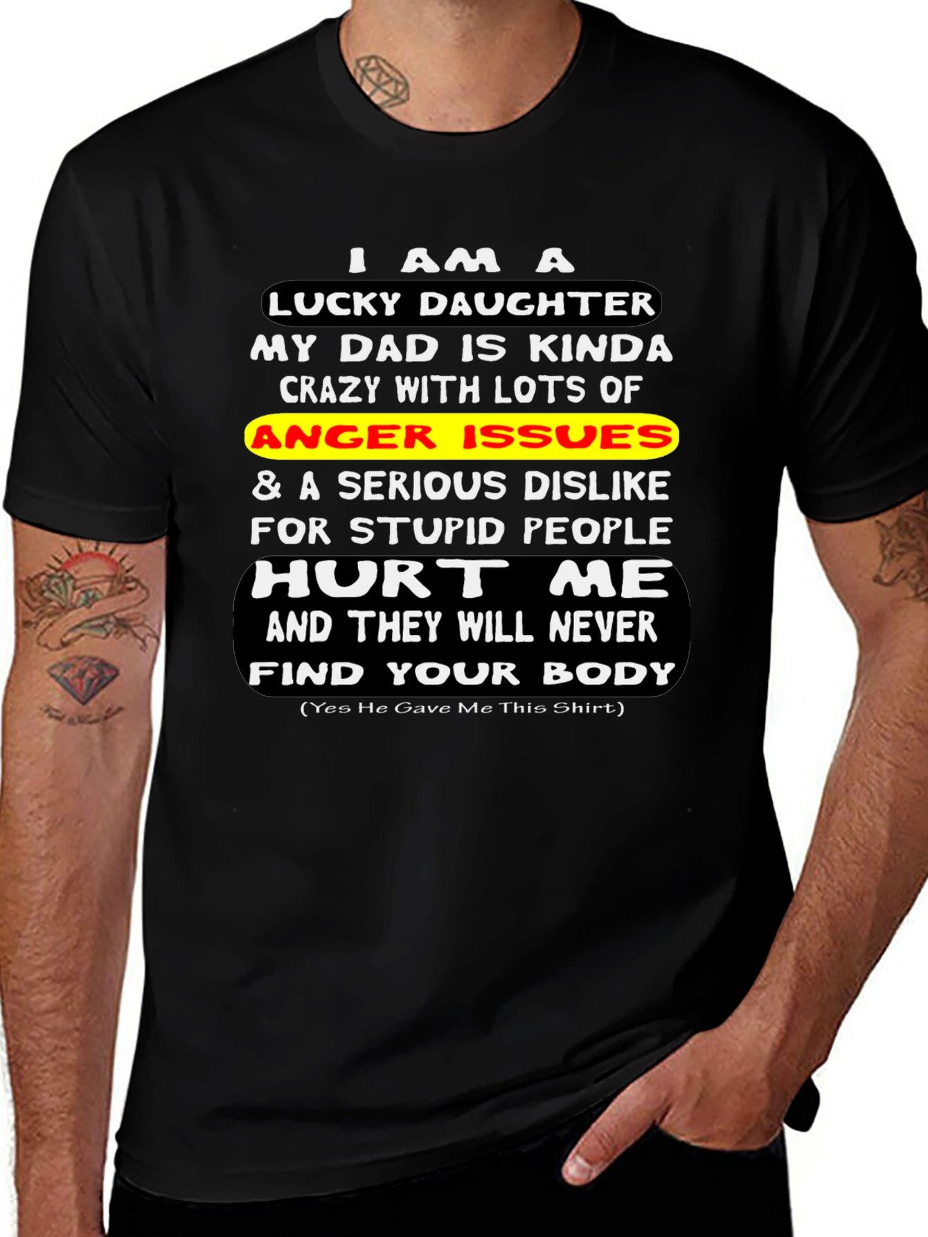 Lucky Daughter Graphic T-Shirt - Novelty Dad Gift