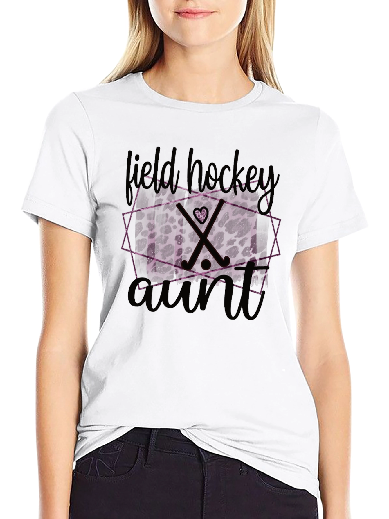 Field Hockey Aunt Leopard Print T-Shirt