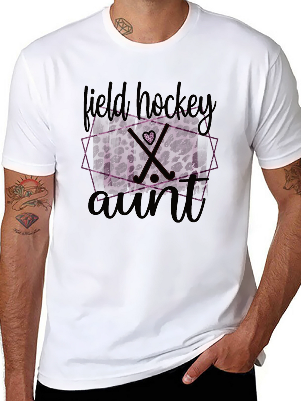 Field Hockey Aunt Leopard Print T-Shirt